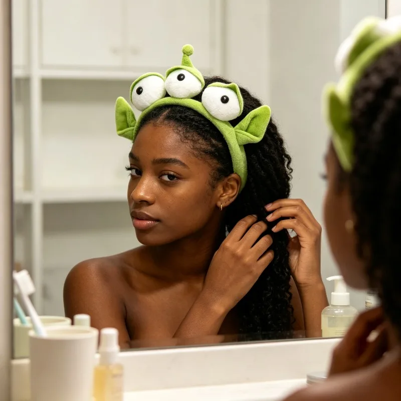 Cartoon Three Eyed Alien Headband with Cute Headband Suitable for Washing Face and Daily Wear, Fun Role-playing Hair Accessories