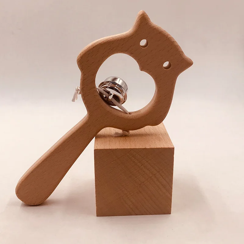 

Safety Wooden Beech Animal Pacifier Rattle Crafts Accessories Molar Teeth Toy for Baby Child Infant Nipple Bite Teether Gift