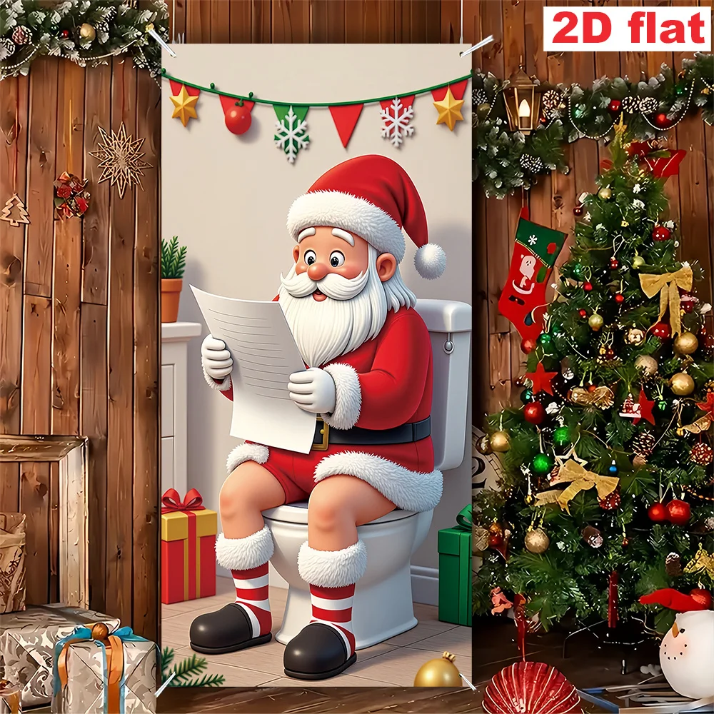 A funny and amusing Christmas decoration banner, suitable for the front door,festive decorative curtains,and for wall decoration