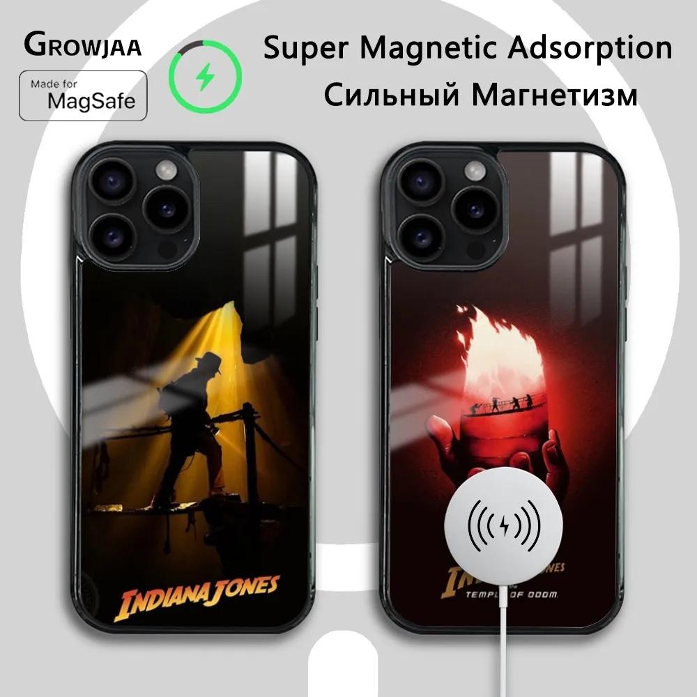 Movie I-Indiana J-Jones Phone Case For iPhone 16 15 14 13 12 11 Pro Max Plus Mini Magsafe Mirror Wireless Magnetic Cover