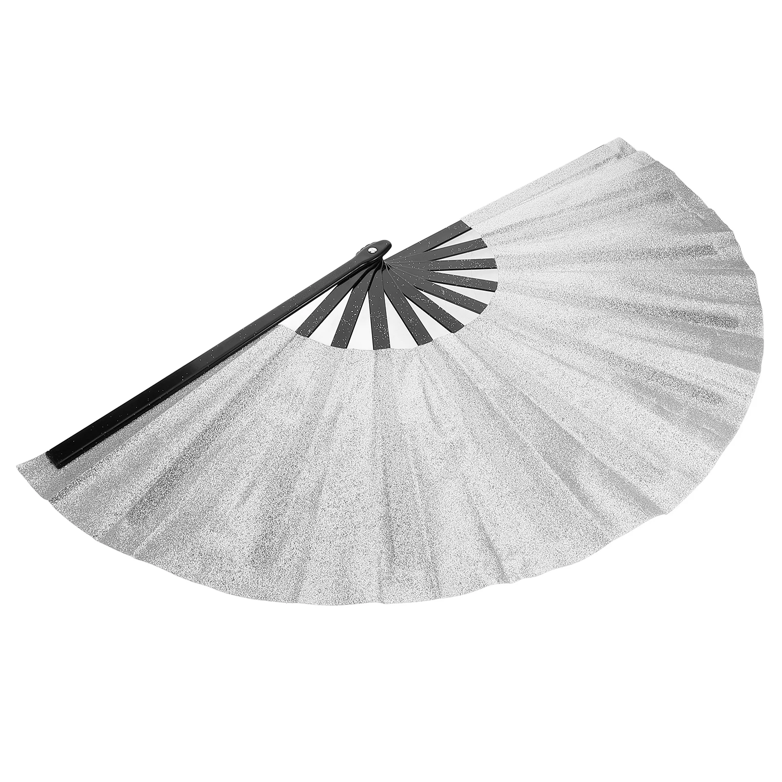 

Glitter Fan 33cm Silver H held Foldable Bag Vintage Wedding Decorative Portable Large Rave H Fans For Weddings Classical Folding