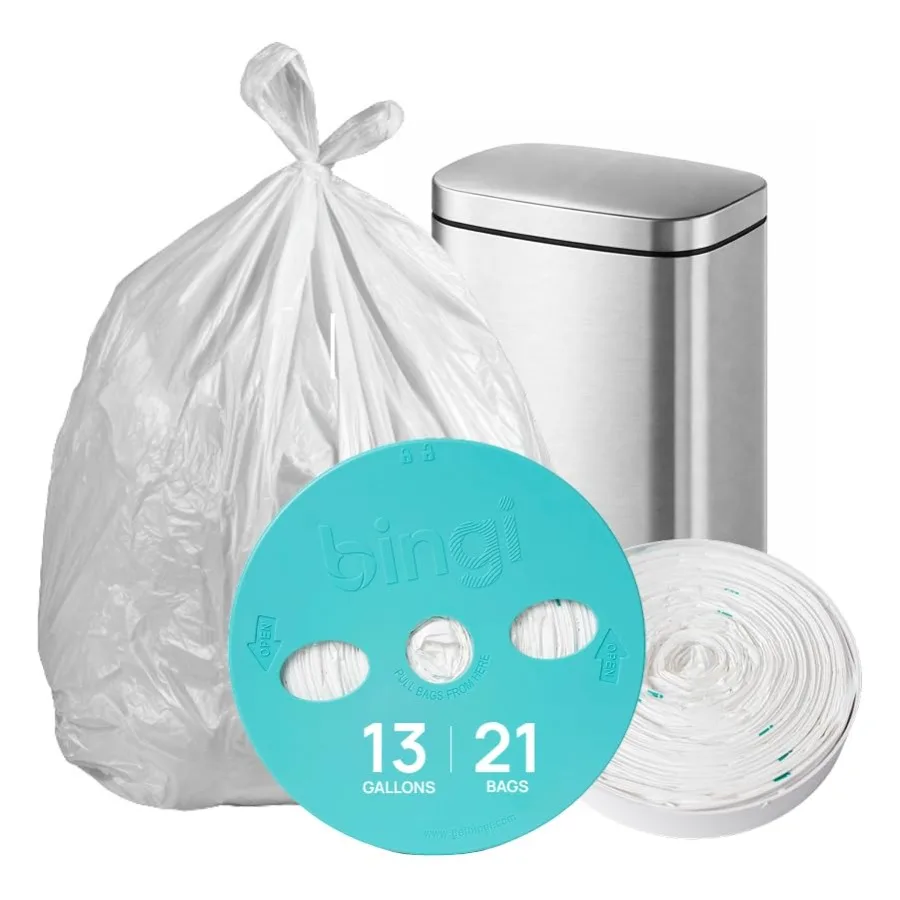 Dispensador de Bolsas de Basura, Kit de Bienvenida, Soporte Recargable para Rollos de Bolsas de Basura con 21 Bolsas Altas para Cocina, Almacenamiento Compacto para 13 Galones