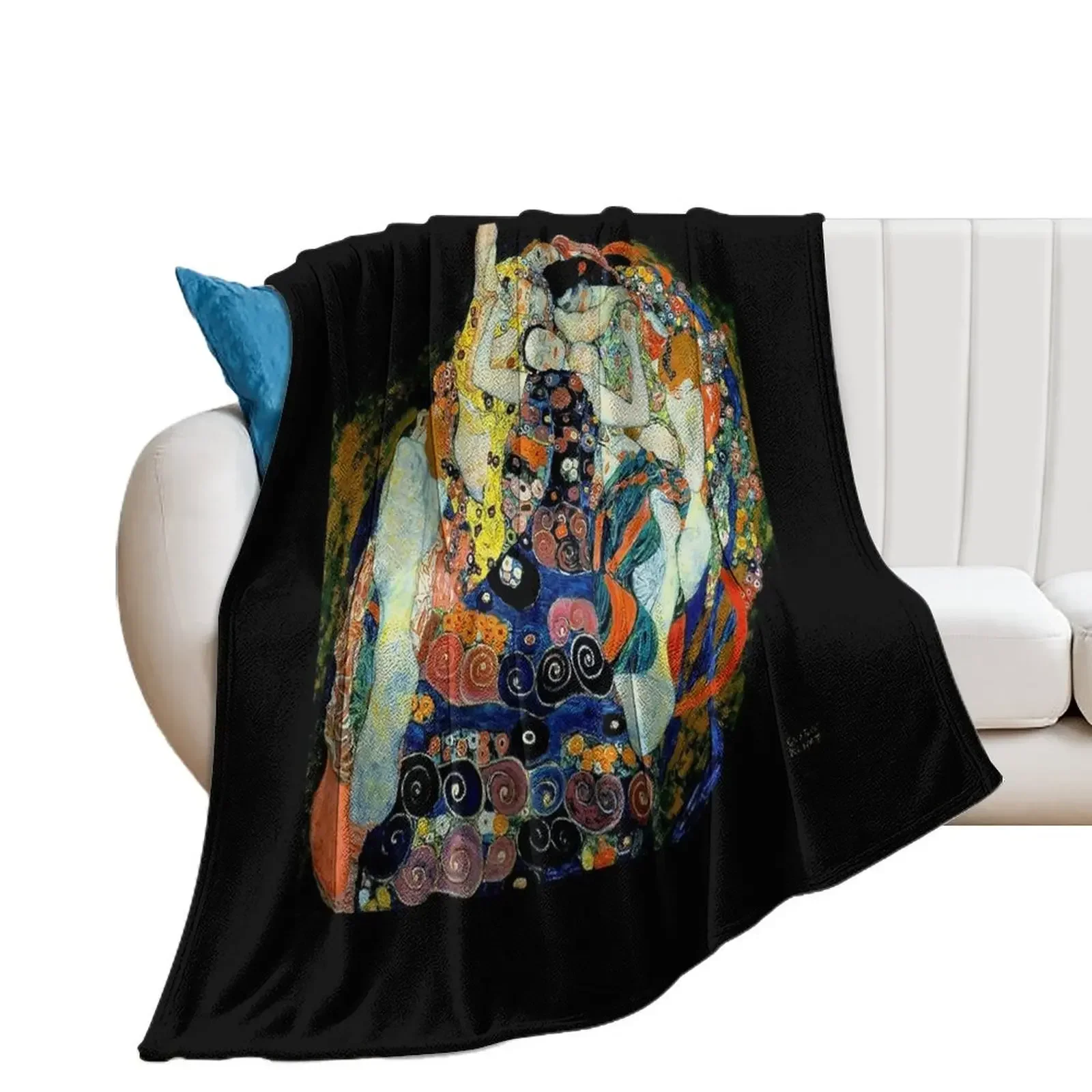 MAIDENS : Vintage Gustav Klimt Oil Painting Print Throw Blanket Blankets For Sofas Summer Luxury Nap Blankets