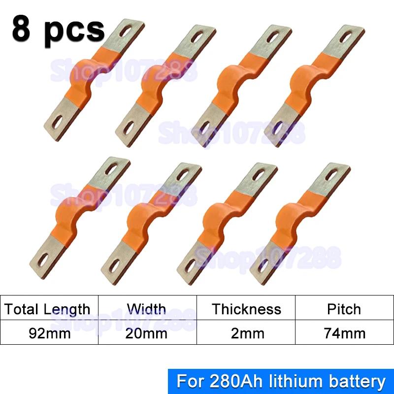 1/2/3/4/8pcs 12V Busbar Lifepo4 Battery Flexible Copper Connector 56mm 74mm for 230Ah 280Ah 300Ah Lifepo4 Battery Use