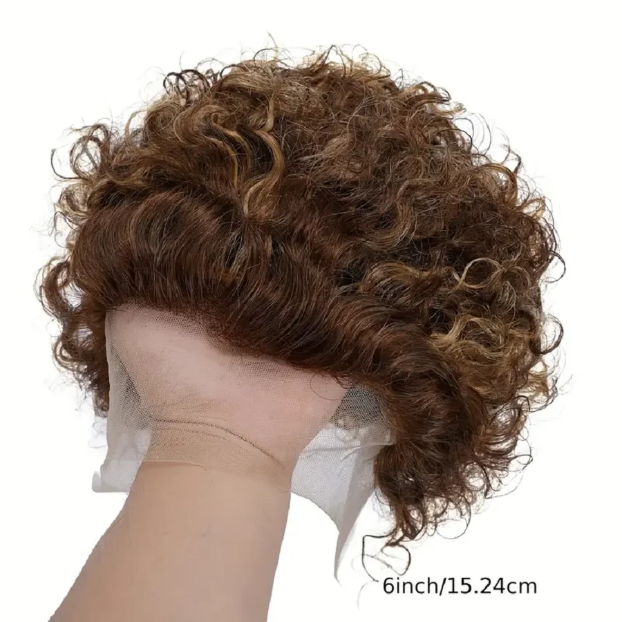 P4/27 Wig Bob model keriting, Wig Bob cahaya tinggi renda depan gelombang dalam pendek P4/27 13x1 100% rambut manusia Wig harian