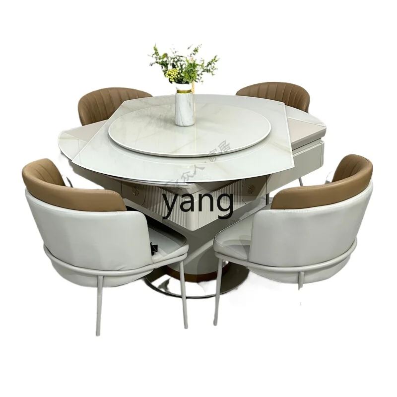 

Lmm mahjong dining table dual-purpose solid wood automatic mahjong machine integrated household long and round