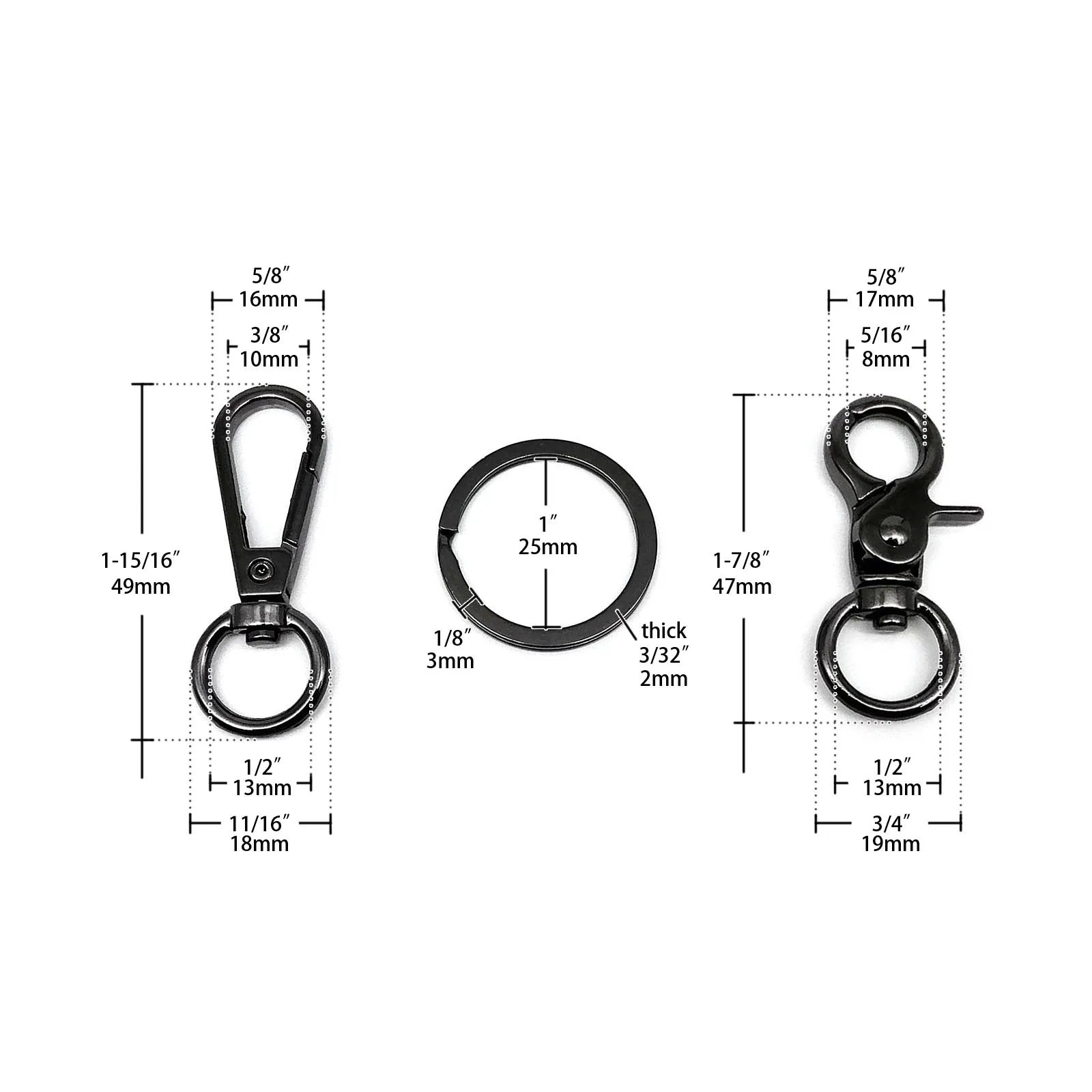 5 Stück drehbarer Hummer, Auto-Schlüsselanhänger, Schlüsselanhänger, Schlüsselanhänger, Verschluss, Clip, Trigger-Schnalle, Snap-Anhänger, Haken, geteilter Ring, 2 Typ, 7 Farben – Detail 1