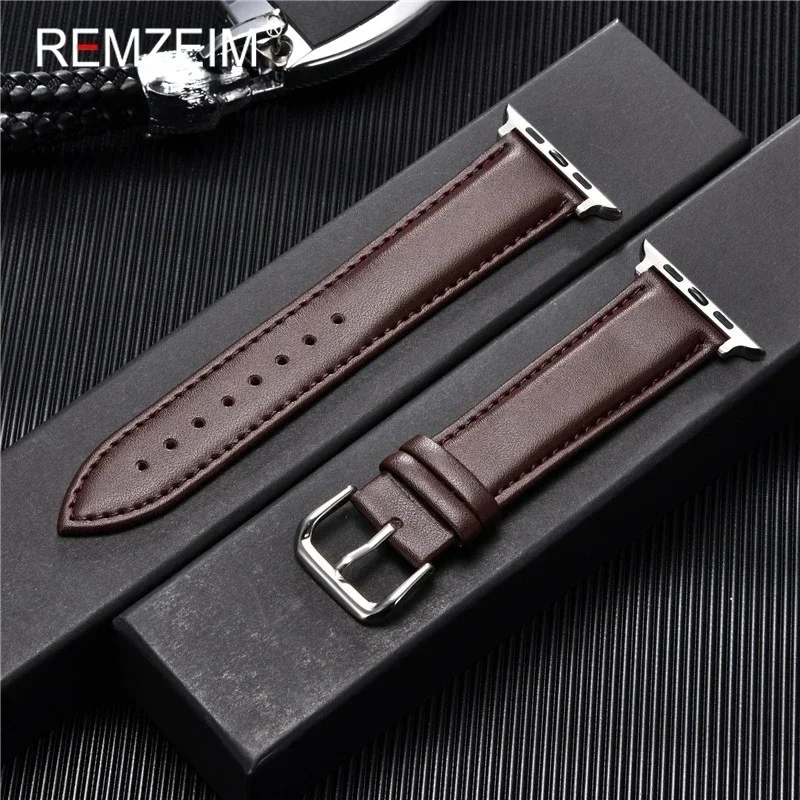 Men Business PU Leather Smartwatch Strap for Apple Watch 38/40/41/42/44/45/46/49mm for Iwatch 1-11 SE Ultra 3 2 Wrist Band