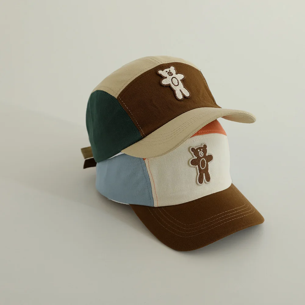 Casquette de baseball en coton ours pour enfants, chapeaux de bébé, chapeaux décontractés, casquette coréenne pour enfants, filles et garçons, accessoires d'automne et de printemps, 2 à 8 ans, nouveau