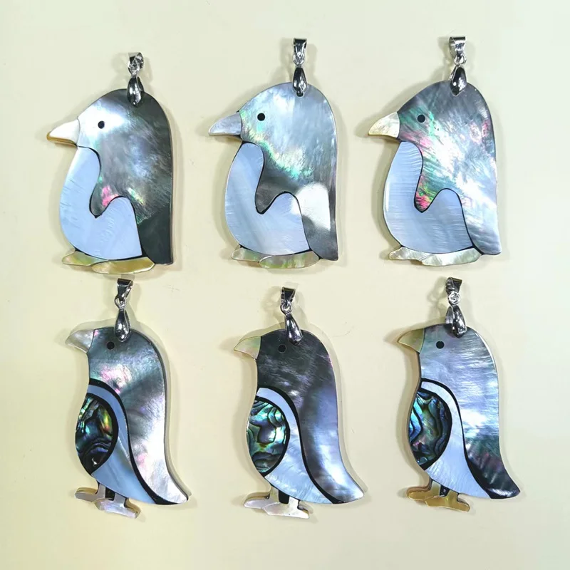 Handmade Mixed-color Shells, Cartoon Penguin, Black Shell, Abalone Shell Diy