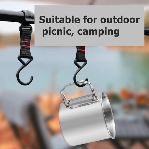 Imagen 2 del producto Taza apilable para acampar, tazas portátiles de acero inoxidable con mango plegable, bolsa de malla para viajes de turismo, acampada al aire libre y senderismo, 3 uds.