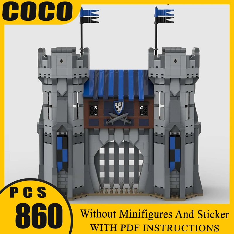 

860PCS Moc Castle Gate Architecture Model Building Blocks DIY Creative Assembly Bricks Kids Holiday Gift