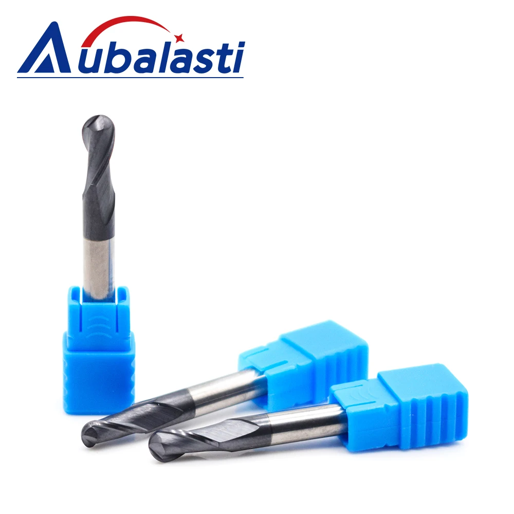 Aubalasti HRC45 2 Flutes Ball Nose End Mill Milling Cutter CNC Router Bits Tools CNC Milling Cutter Bits for Metal Cutting