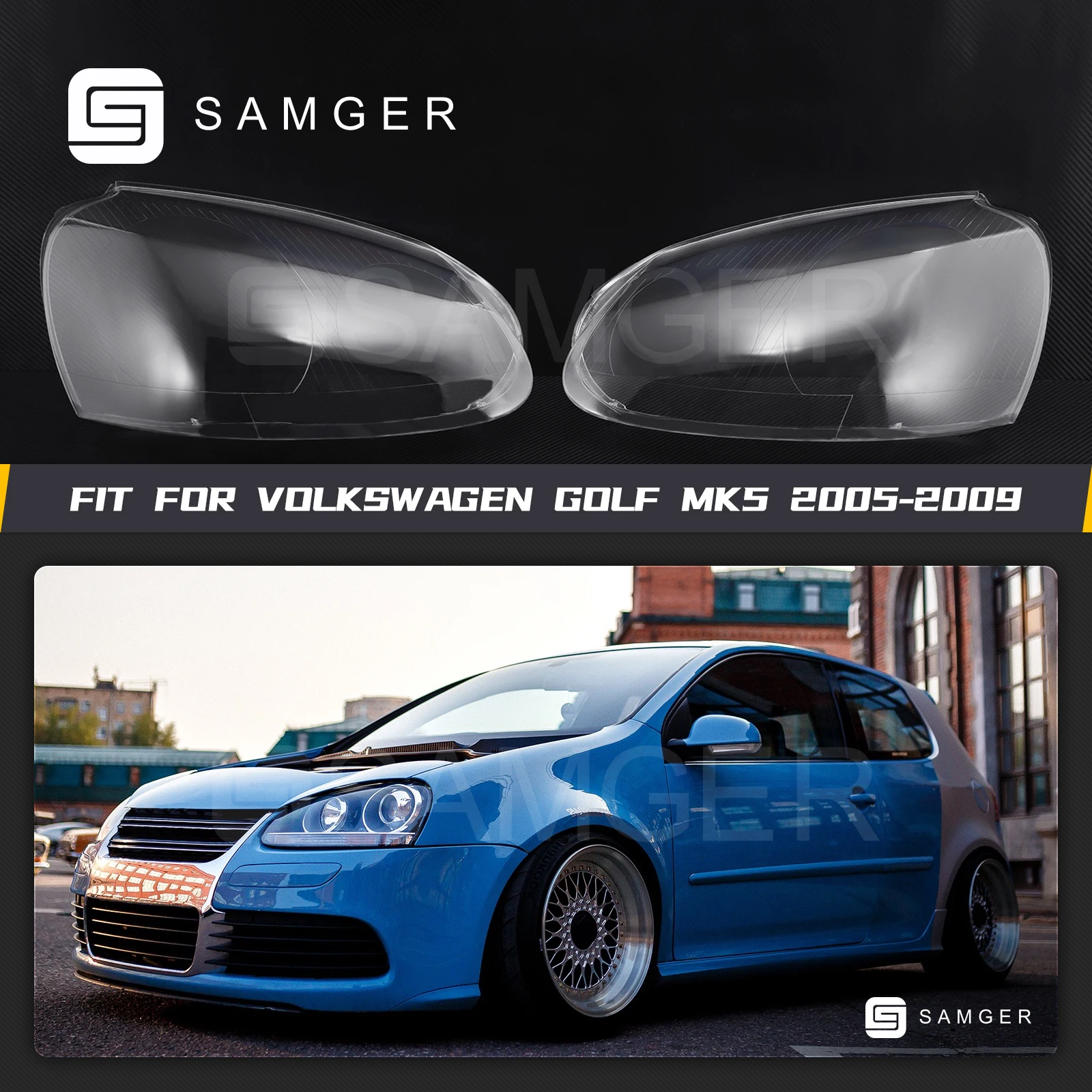 Samger 1 Pair Left & Right Car Headlamps Cover Lampshades Lamp Shell For VW Volkswagen Golf MK5 2005-2009 High Quality PC