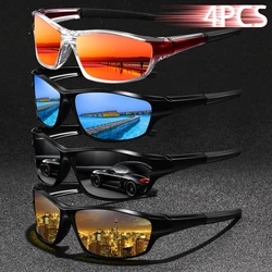 4PCS Fashion Eyewear Vintage Fishing Cycling Sports Sunglasses Men Women Running Mountaineering Sport Man Sun Glasses
