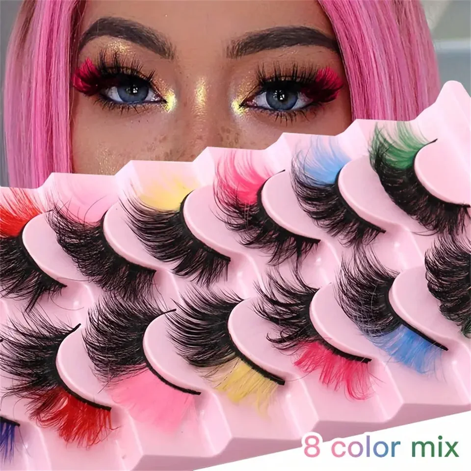 8 pares de pestañas postizas de colores de alta calidad, pestañas individuales que crean una personalidad diferente, extensiones de pestañas 4