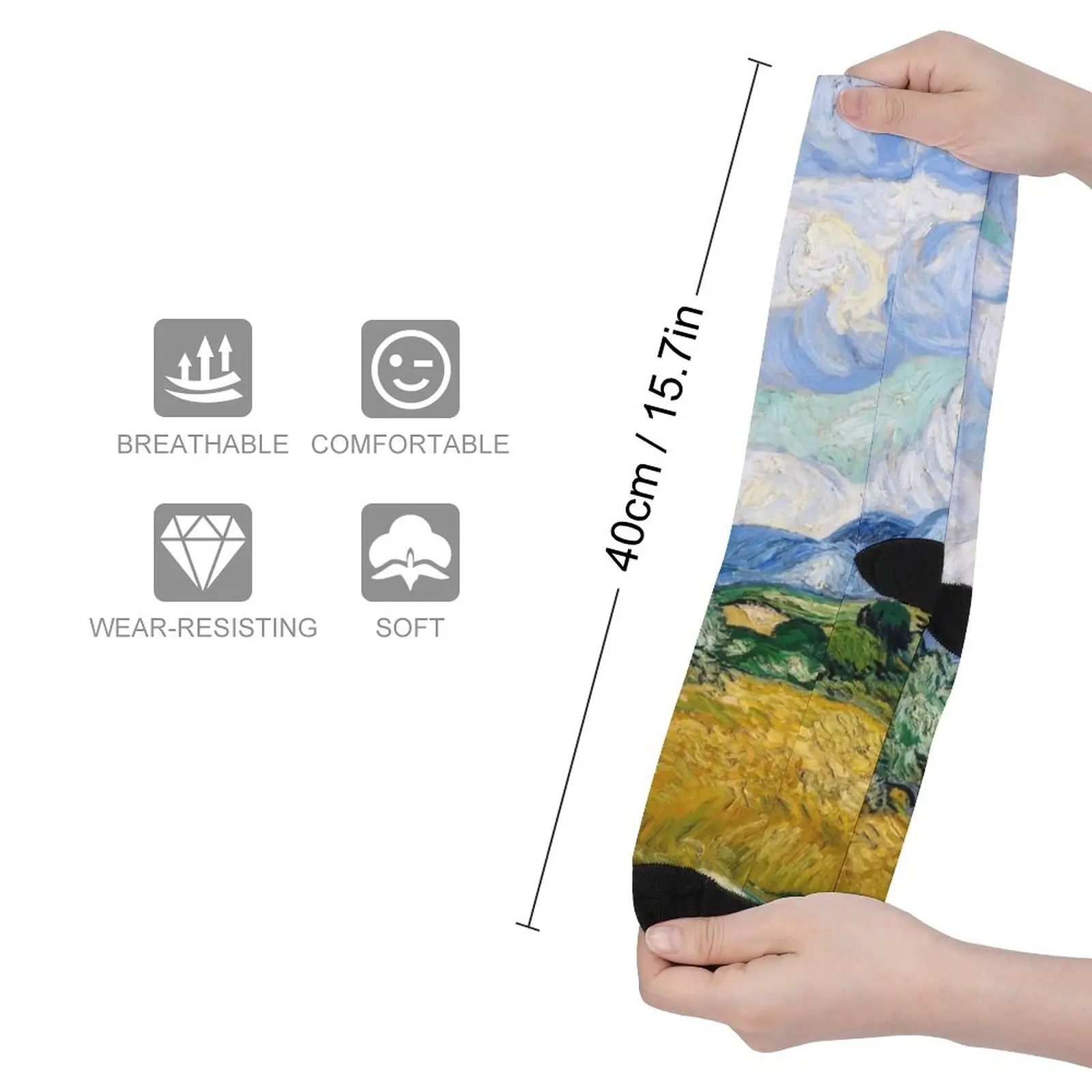 Wheat Field with Cypresses - Vincent van Gogh Socks anime socks long socks man men gifts