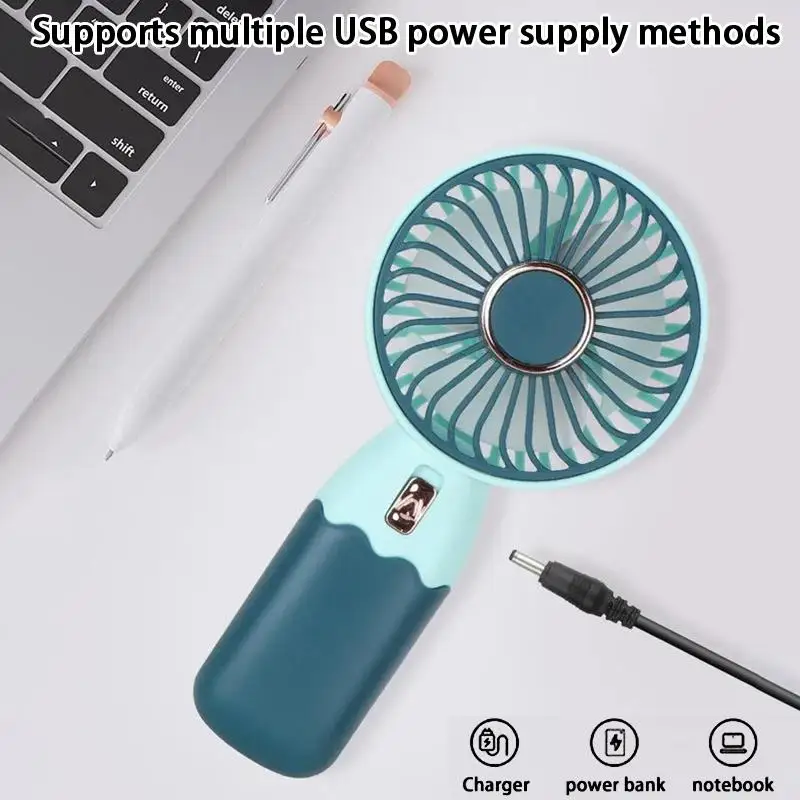 ∶2In1 Mini Electric Fan Outdoor Portable Handheld Usb Rechargeable Cooling Desk Fan With Mobile Phone Stand Function Summer image 5