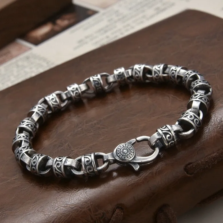 

Niche design 925 silver bracelet eternal Vine European and American style men's and women's fashion Vintage Thai silver ornament