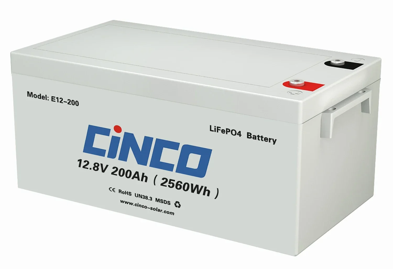 E12--200 12.8V 200AH 2560wh LiFePO4 Lithium Solar Battery with LCD Display BLE BMS Communication Optional