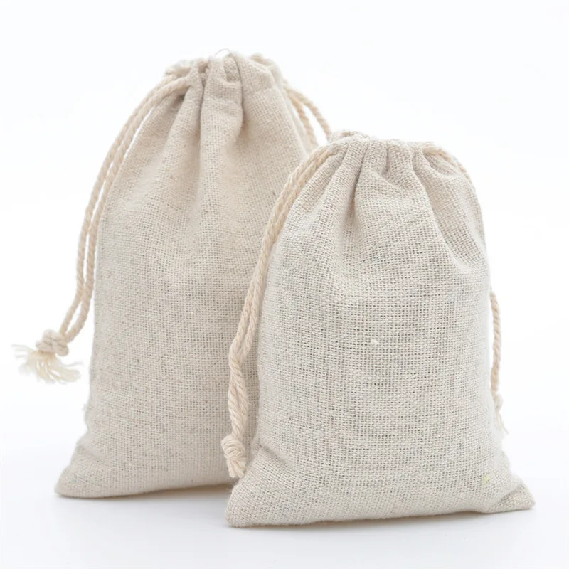 1pcs Cotton Linen Drawstring Gift Bag Burlap Packing Pouches Storage Bags for Wedding Christmas Jewelry Dustproof