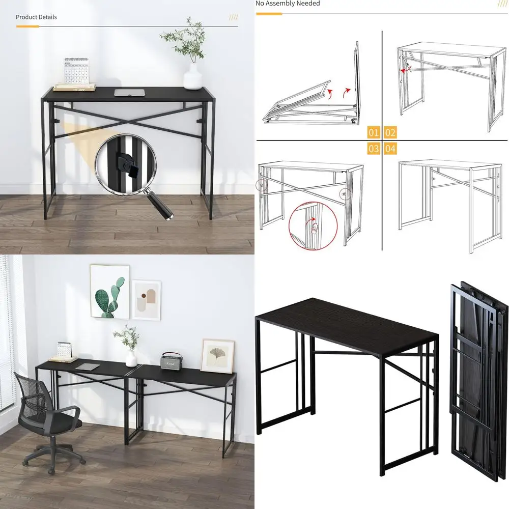 

Portable 40 Inch Desk for Writing, Gaming, and Camping, Easy Setup, Home Office Use, Black