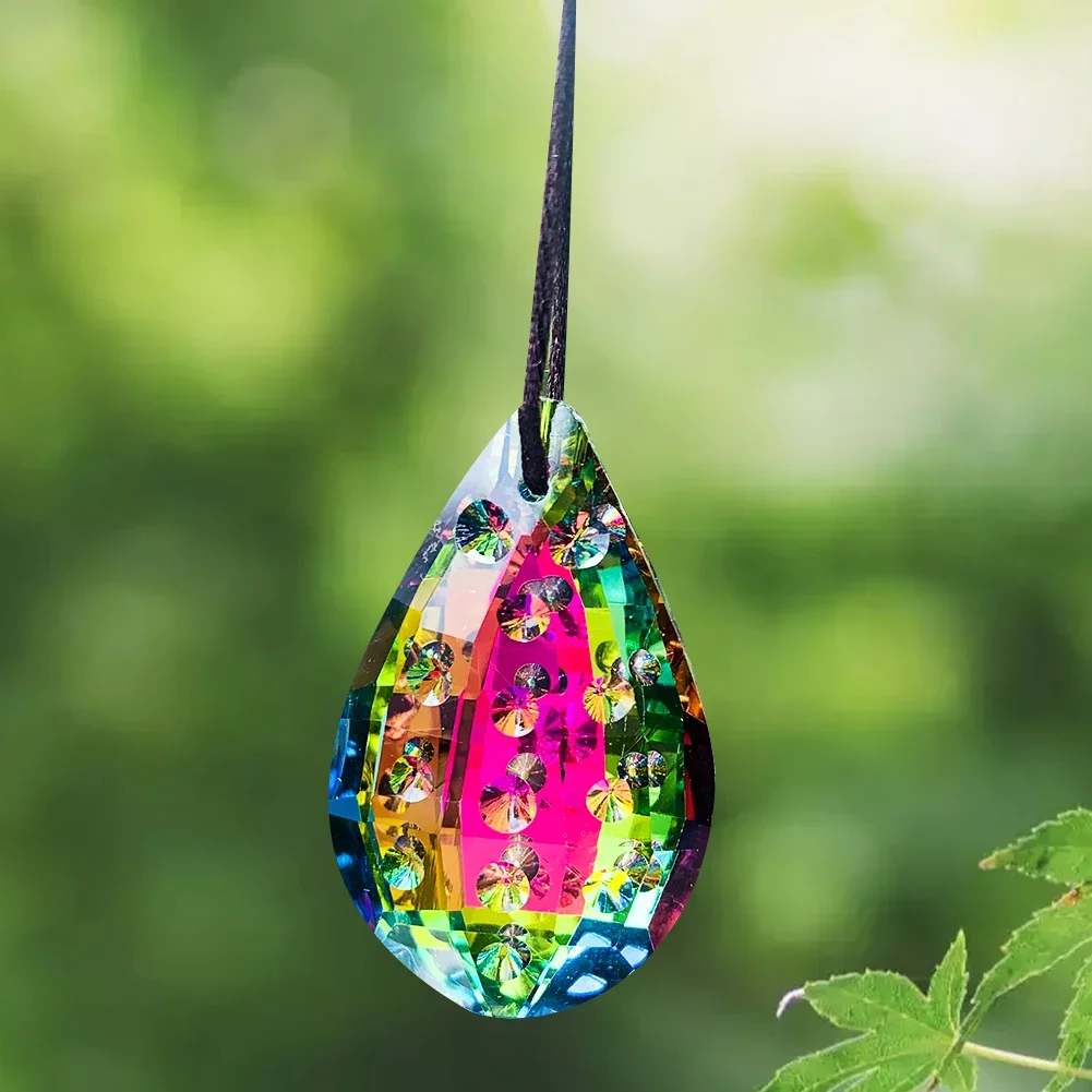 45mm Colorful Water Drop Crystal Glass Prism Faceted Rainbow SunCatcher Chandelier Pendant DIY Wedding Decoration Accessories