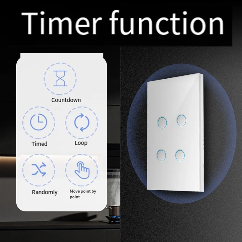 M18K-Tuya Matter Smart For Alexa Google Home Wifi Light Switch Concave Glass Homekit Smartthings Neutral Wire US Standard