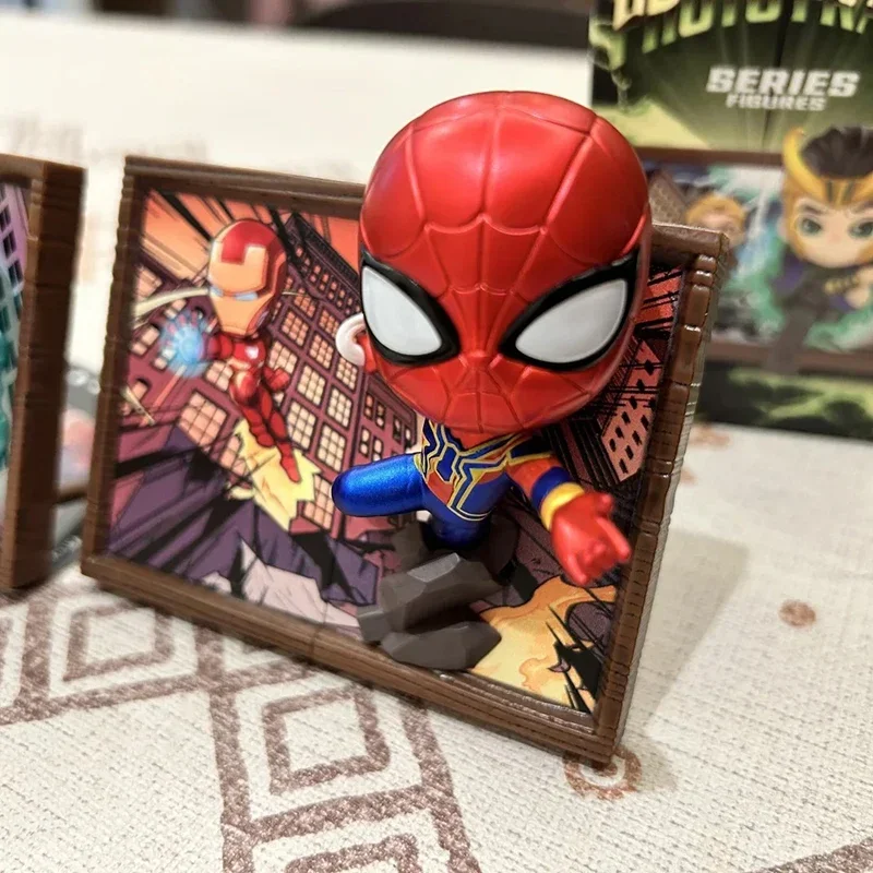 Marvel Fotolijst Serie Blinde Doos Anime Figuren Iron Man Spider-Man Captain America Mystery Box Ornament Kid Verrassing Speelgoed Cadeau