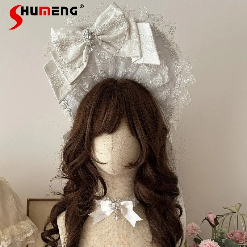 

Japanese Style Sweet Cute Y2k Oversleeve Big Bowknot Hat Lolita Original Design New Arrival Dress Official Matching Accessories