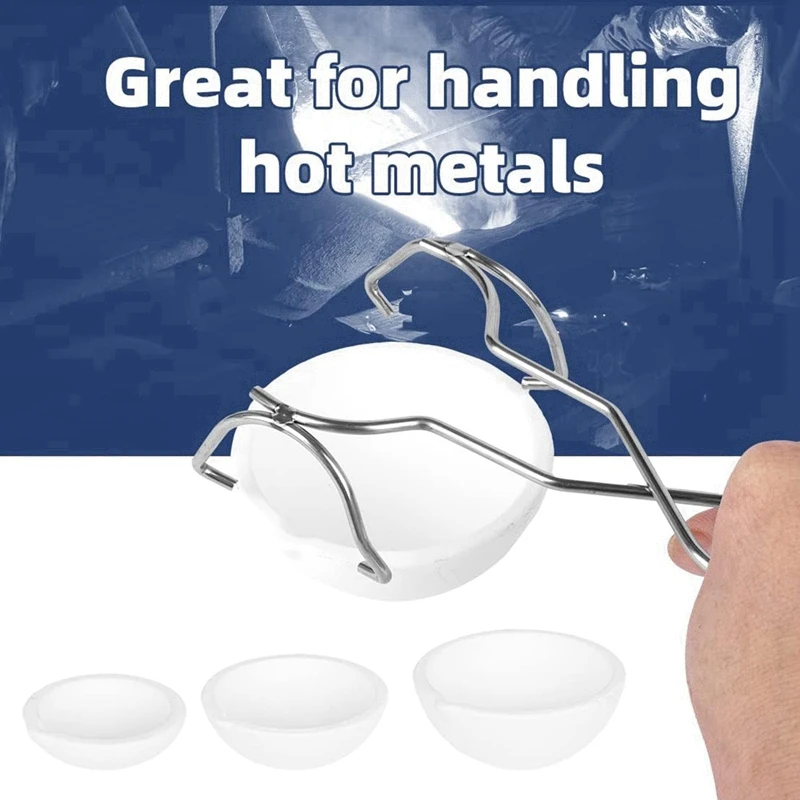 AD23-3 Buah Cangkir Piring Wadah Kuarsa dengan Pegangan Penjepit Cambuk Wadah Tembaga Perak Emas Mencair untuk Logam