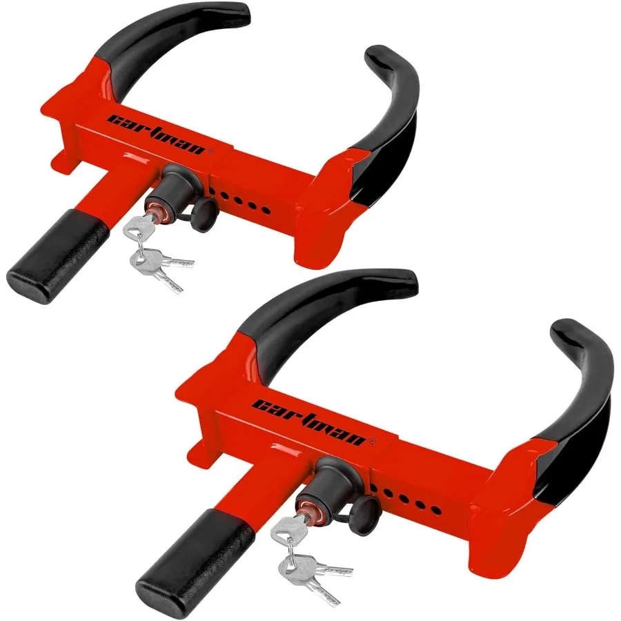 

2 Packs Heavy Duty Trailer Lock Wheel Clamp Red Black Universal Security Tire Lock with Adjustable AntiTheft Feature for Traile