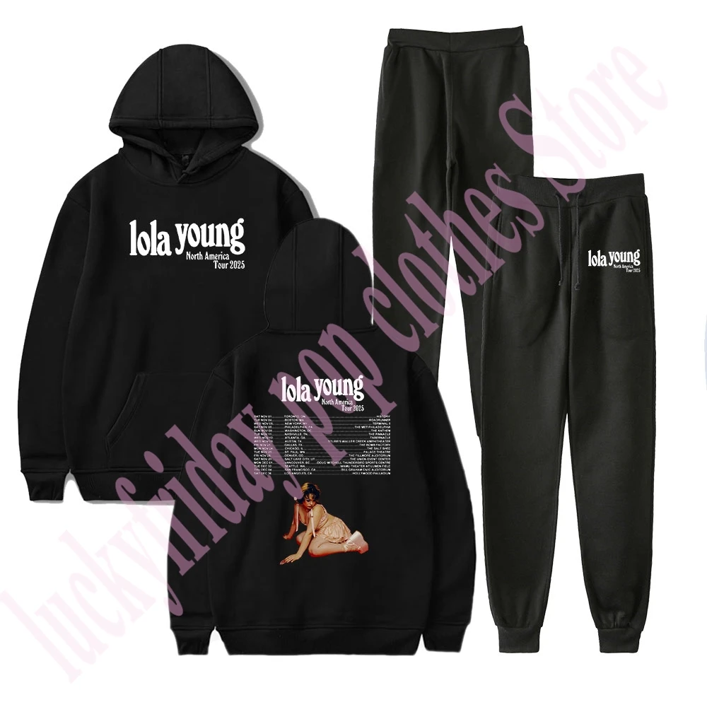 Lola Young Tour 2025 Merch Conjunto de sudaderas con capucha y sudaderas con estampado pop Ropa de calle informal unisex