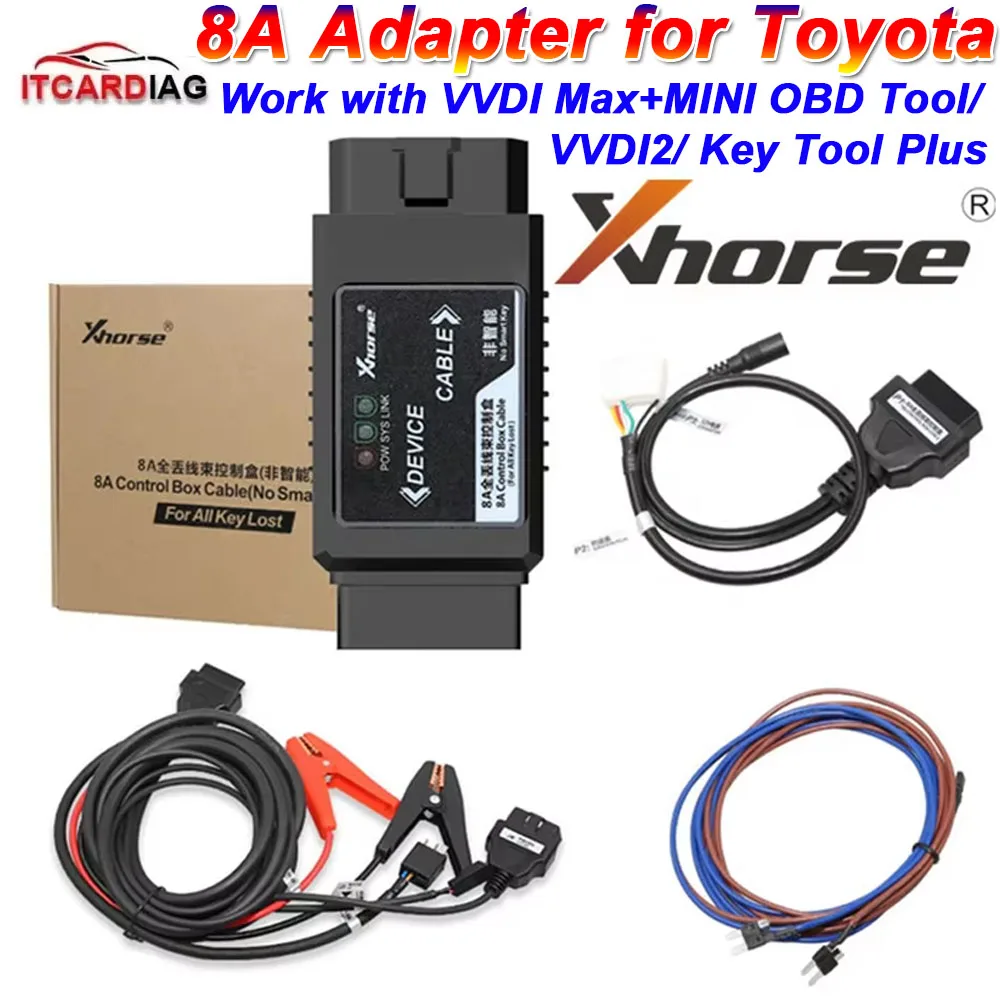 

Xhorse for Toyota 8A Non-smart Key Adapter for All Key Lost Work with VVDI2/VVDI Max+MINI OBD Tool /Key Tool Plus No Disassembly