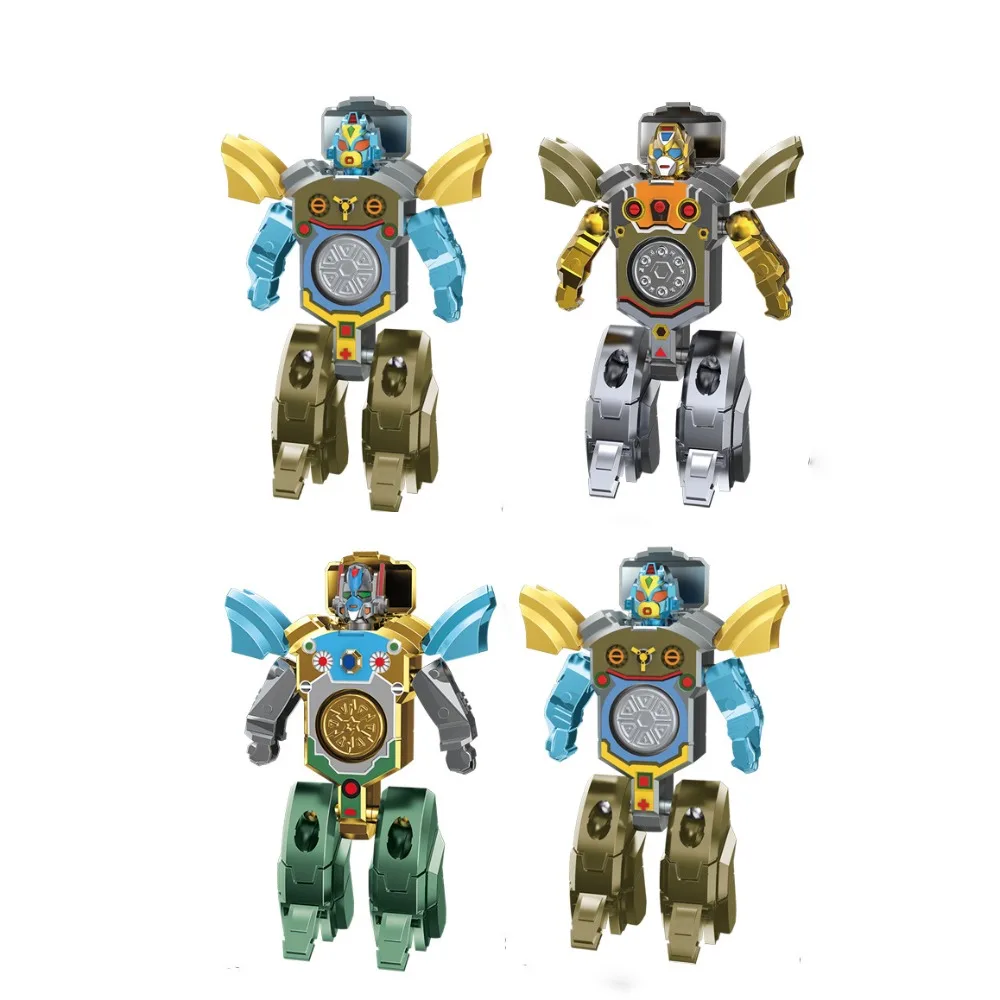 

4pcs/bag 2 in 1 Deformed Robot Fidget Gyro Silent ABS Fingertip Decompression Toy Creative Rotational Fingertip Gyro School