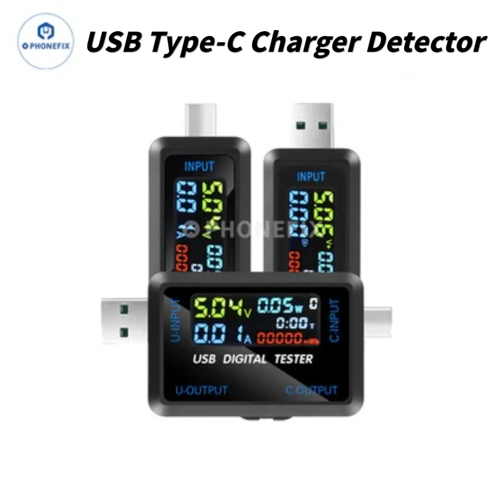 مقياس التيار الكهربائي بجهد USB من النوع C ، اختبار تيار في الوقت الفعلي ، شاشة ، كاشف شحن ، دعم iPhone PD ، شحن سريع لأداة إصلاح الهاتف