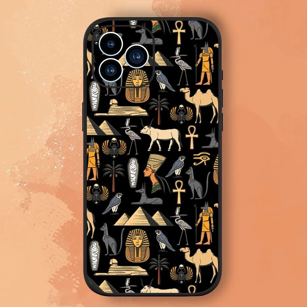 Ancient Egyptian Elements Phone Case For Samsung Galaxy A51 A71 A41 A21S A11 A03S A12 A32 A52 5G Black Silicone Shell