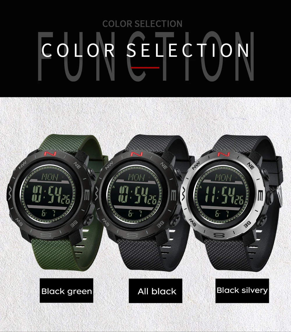 SANDA 5106 طالب ساعة إلكترونية درجة الحرارة توقعات الطقس في الهواء الطلق مقاوم للماء الرياضة العد التنازلي ساعة إلكترونية للرجال