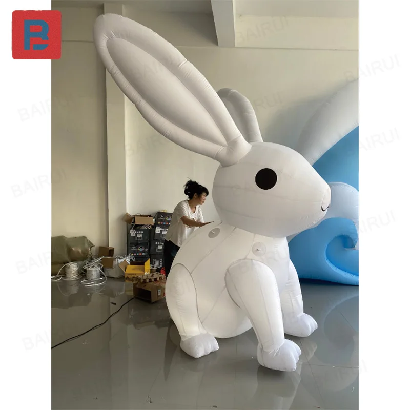 Conejos inflables, modelos de aire a base de animales con sopladores, accesorios de decoración cuadrados para exteriores y centros comerciales