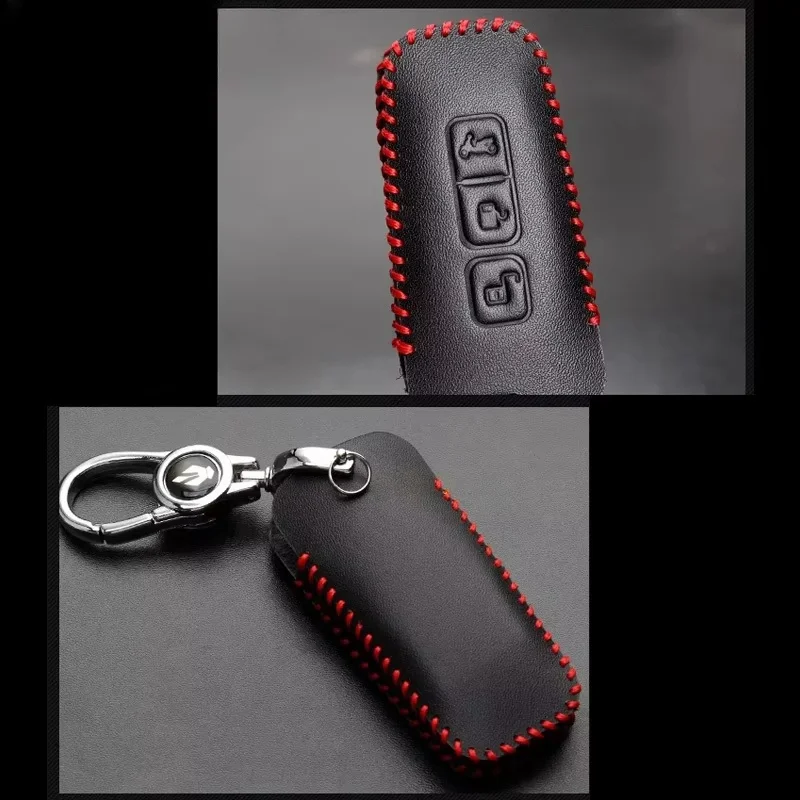 Leather Key Case For Piaggio Beverly 400 Motorcycle Remote Protection Cover Shell Keychain Ring Holder Fob Interior Accessories