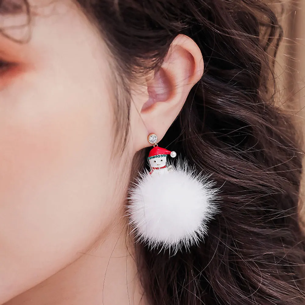 

Creative Xmas Ear Pendant Christmas Earrings Stylish Women's Ear Decors Delicate Jewelry Pom Alloys Gifts Charm Dangler