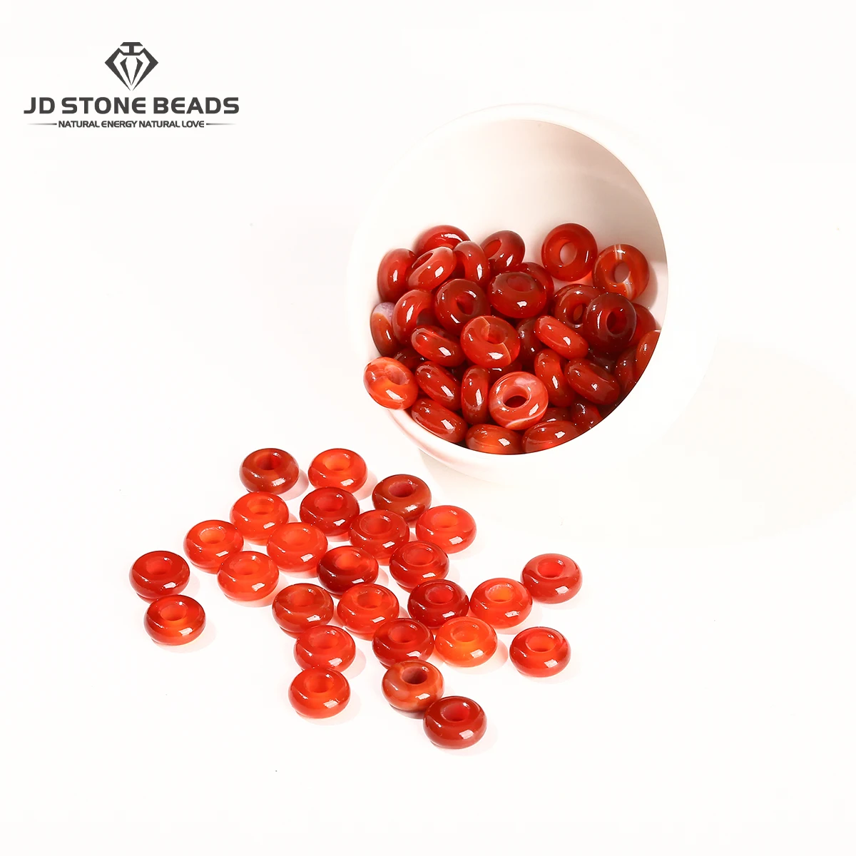 

10 Pcs/lot Natural Stone Red Agate Big Hole Abacus Shape Beads for Jewelry Making Diy Necklace Bracelet Accessory Findings