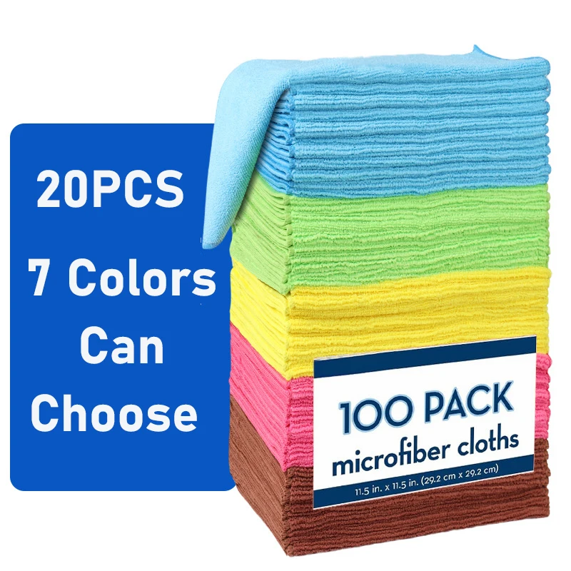 20PCS Magic Dishcloth Microfiber Towel Cleaning Cloths Kitchen Dish Pot Washing Cloth Towels Car Wash Rags for Kitchen 20x20cm