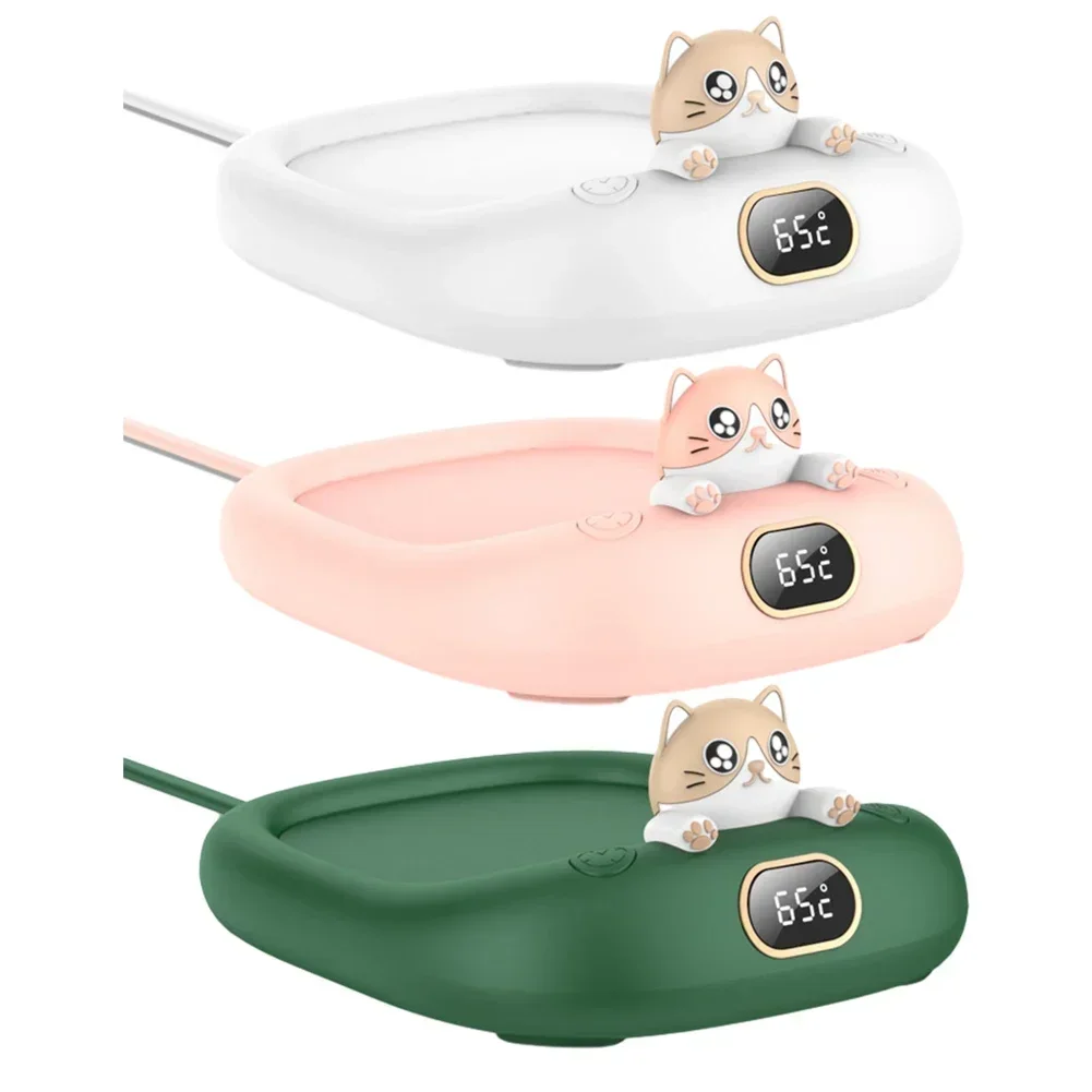 Cat Shape Smart Thermostatic Hot Plate MilkTea Water Heating Pad 4-Speed Mini Portable Cup Warmer Coffee Mug Heating Coaster