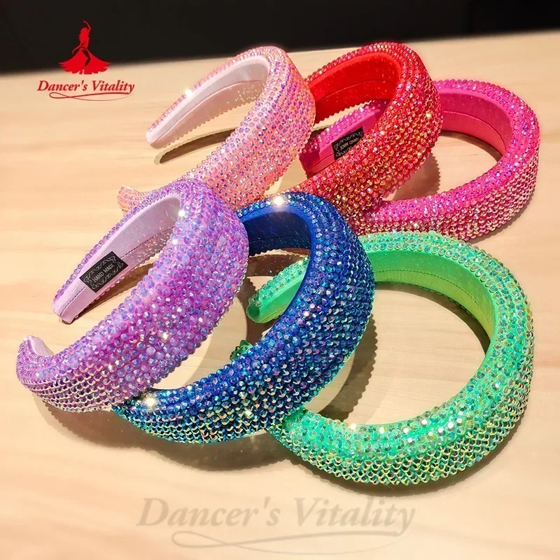 Latin Dance Headwear for Girls Advanced Fashion Wide Edge Hot Diamond Hair Hoop Adult Nightclub Dancing Performance Accessories