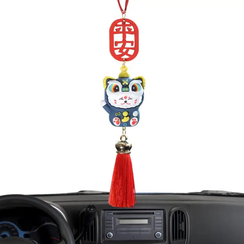 Chinese Car Pendant Chinese Style Car Mirror Hang Ornament Car Rear View Mirror Auspicious Charm with Tassels Car Interior