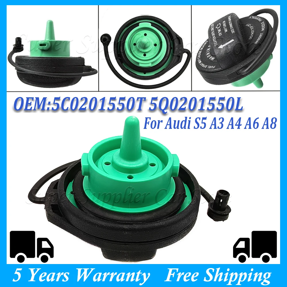 New For Audi S5 A3 A4 A6 A8 For VW Tiguan Golf Jetta Car Fuel Tank Filler Gas Cap With Retaining Strap 5Q0201550L 5C0201550T