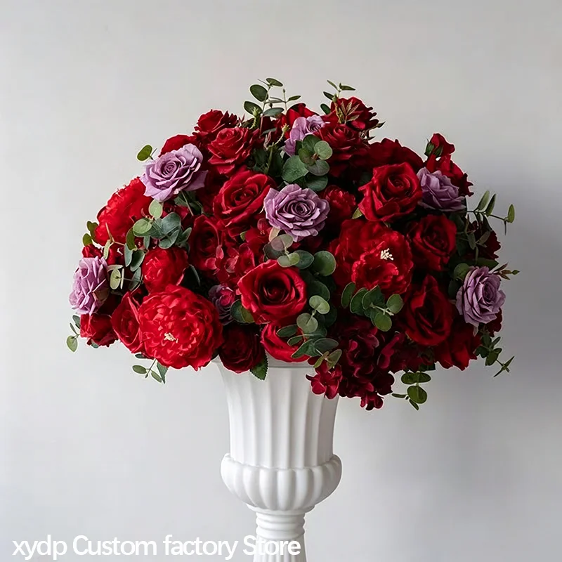 30/40/50cm Weiß/Rot/Rosa Künstliche Tischdekoration Blumenball Seiden-Römerblumentopf Hochzeitsdekoration Wegweiser Fotografie Pro – Detail 3
