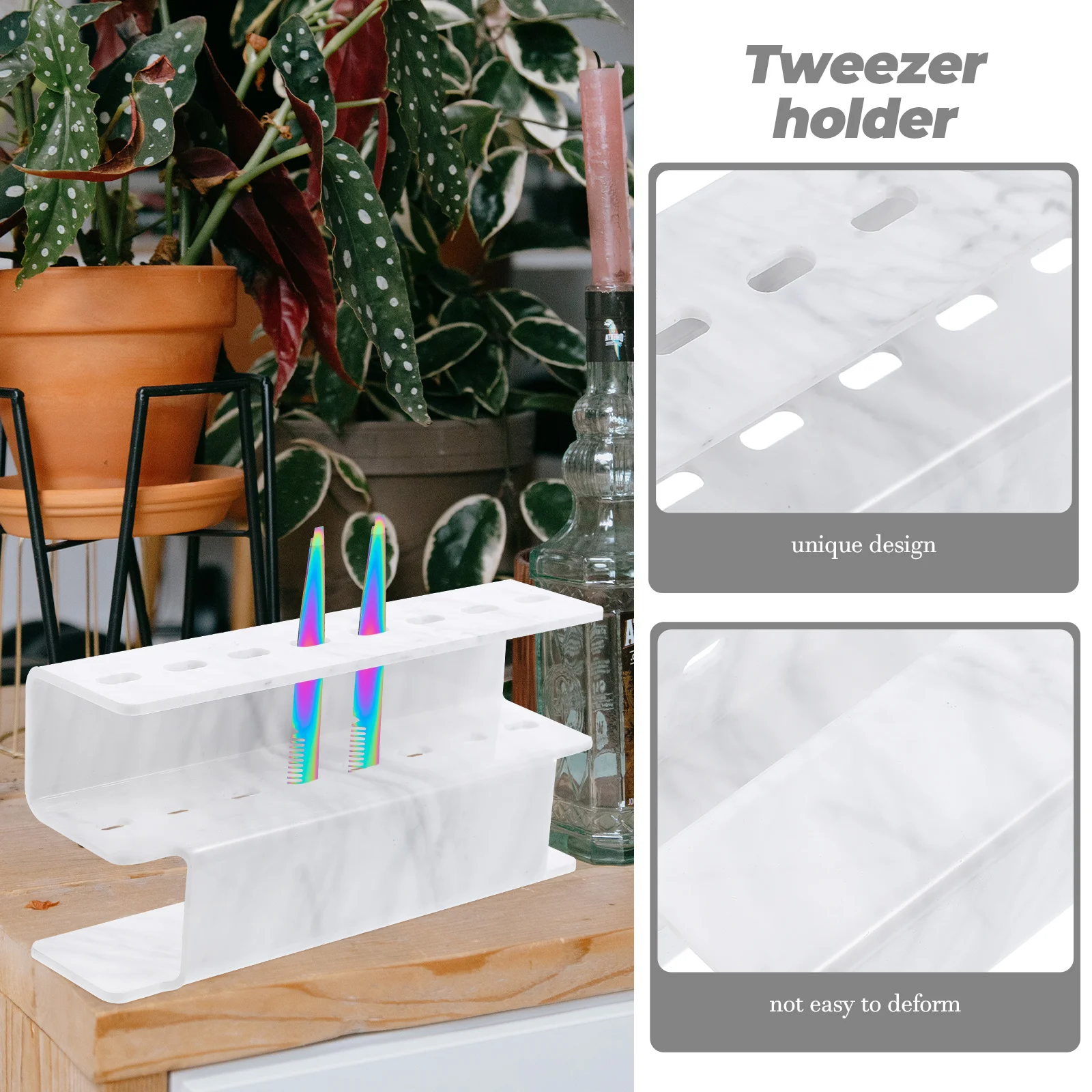 8 حفرة الملقط المنظم الاكريليك ملاقط الرخام حامل رمش تمديد أداة حامل فرشاة للمكياج تخزين الرف