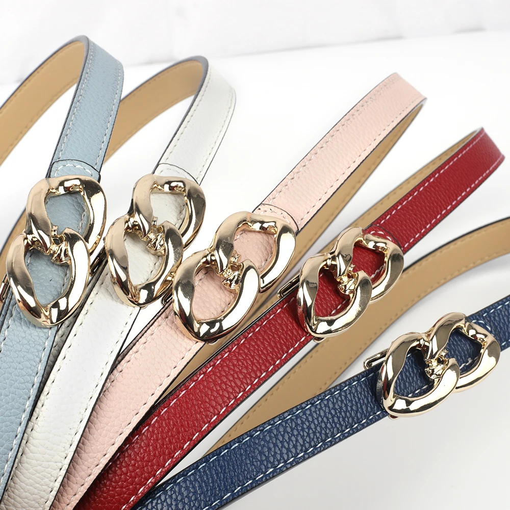 

New Women's Designer Belt PU Leather Female Waist Belts Gold Color Alloy Buckle Black White Red Girls Jeans Dress Fashion Belt